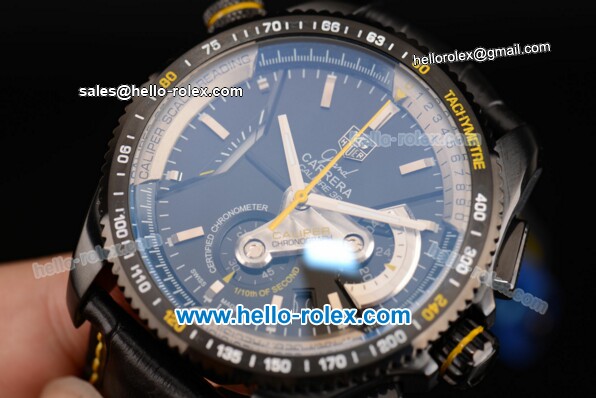 Tag Heuer Grand Carrera Calibre 36 RS Caliper Chrono Miyota OS20 Quartz PVD Case with Black Leather Strap Yellow Second Hand and Black Dial - 7750 Coating - Click Image to Close